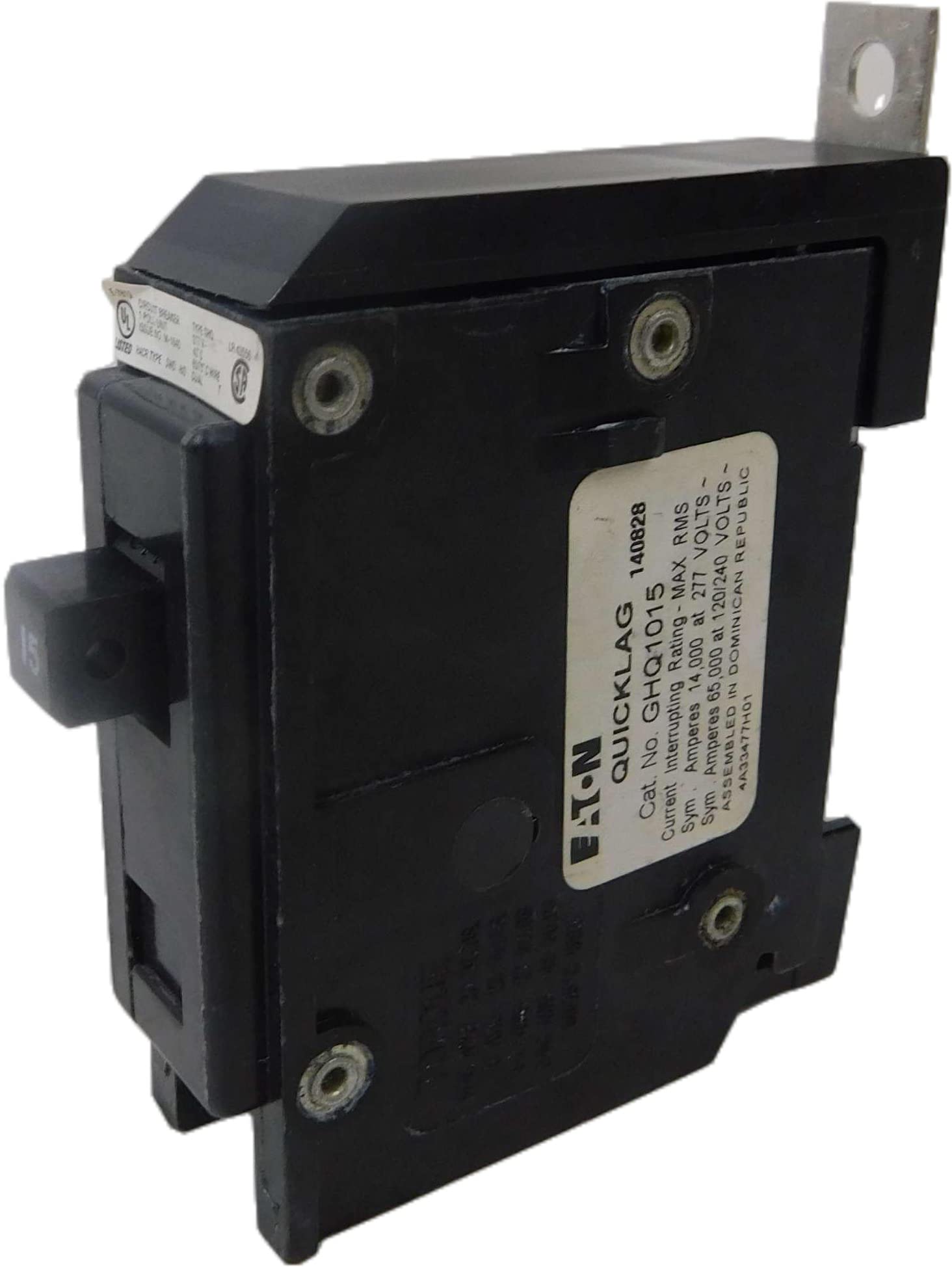 GHQ1015 - Thermal Magnetic Circuit Breaker, G-Frame, Ghq Series, 277 VAC, 15 A, 1 Pole, DIN Rail, Panel