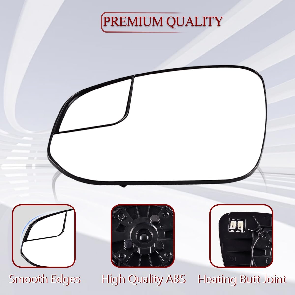 Left Side Mirror Glass Compatible for 2016 2017 2018 Toyota Rav4 & 2014-2020 4Runner, Power Heated Convex Glass w/Backing Plate and Rear Holder– Driver Side Replacement 87961-42D20