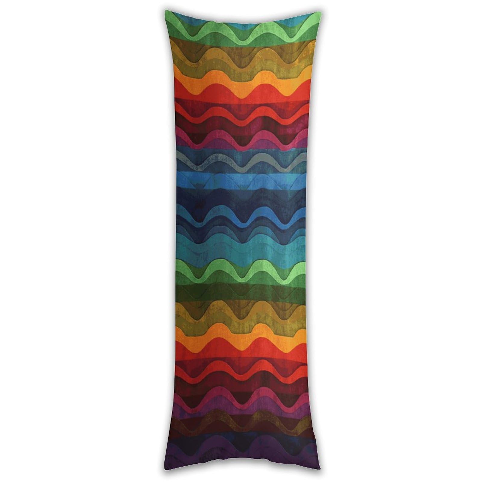Rainbow Long Pillow Case with Zipper Ultra Soft Microfiber Long Pillow Cover Breathable Body Pillow Protector Soft Wrinkle Pillowcase for Bed Sofa Bedroom 53 X 19 in