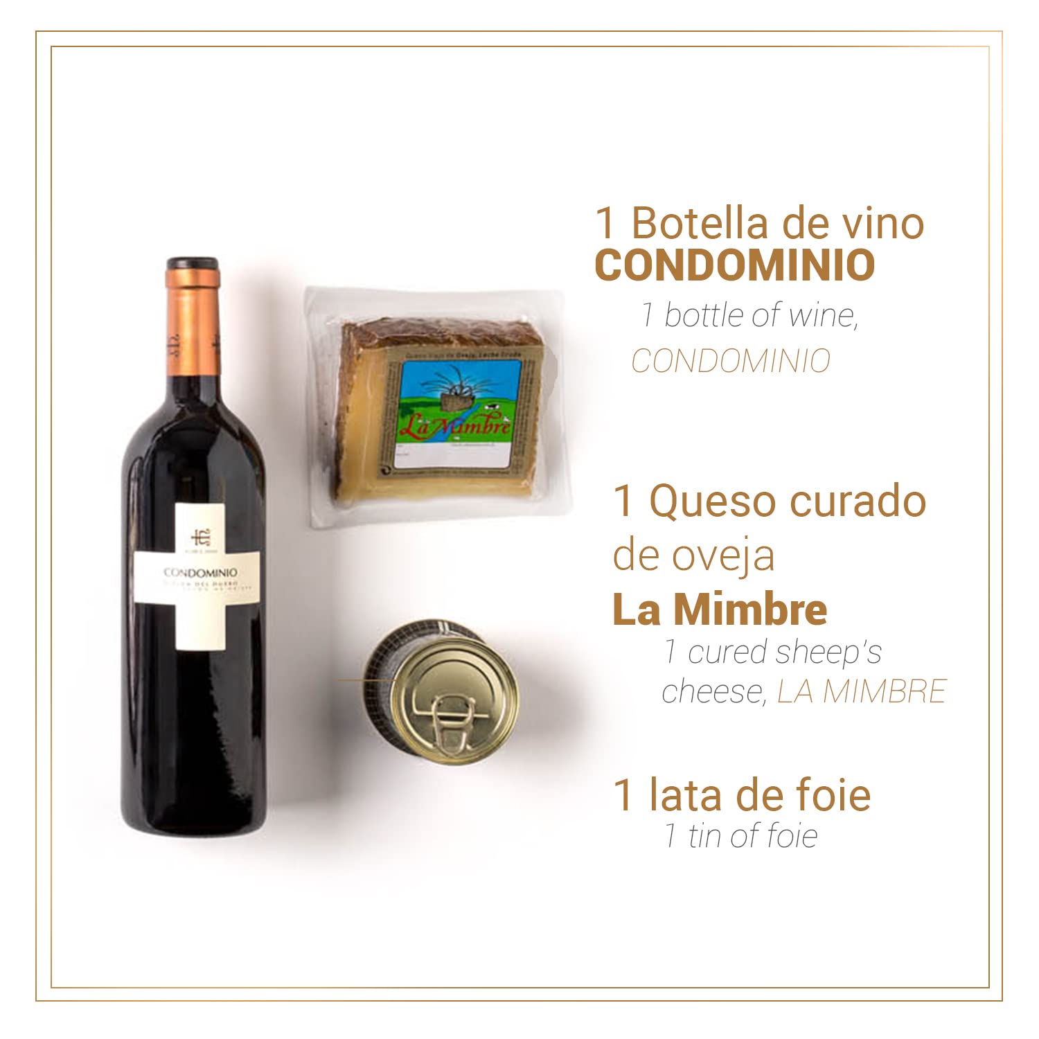 Finca Jarallana - Cesta Gourmet de Jamón Ibérico Loncheado, 1 Lata de Foie, Cuña Queso de Oveja y 1 Botella de Vino - Lote Especial Ideal para Regalo