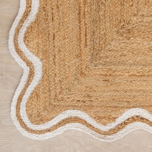 Tapete rectangular de yute natural hecho a mano 3x5 ft miniatura 6