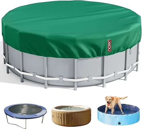 LXKCKJ Cubierta redonda de piscina de 15 pies, cubiertas solares para piscinas sobre el suelo, protector de piscina interior con diseño de cordón
