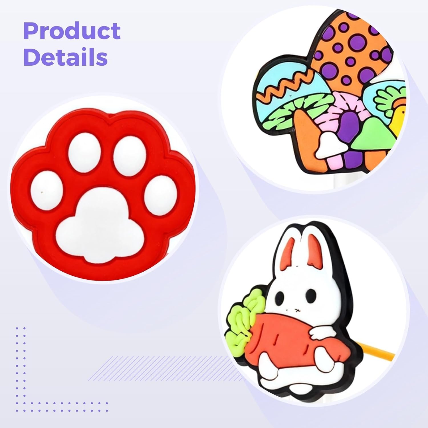 100 Pcs Cartoon Straw Cap Covers, Dustproof Splash-Resistant Straw Decorations, 10 Mm Plastic Straw Accessories for Kids and Adults