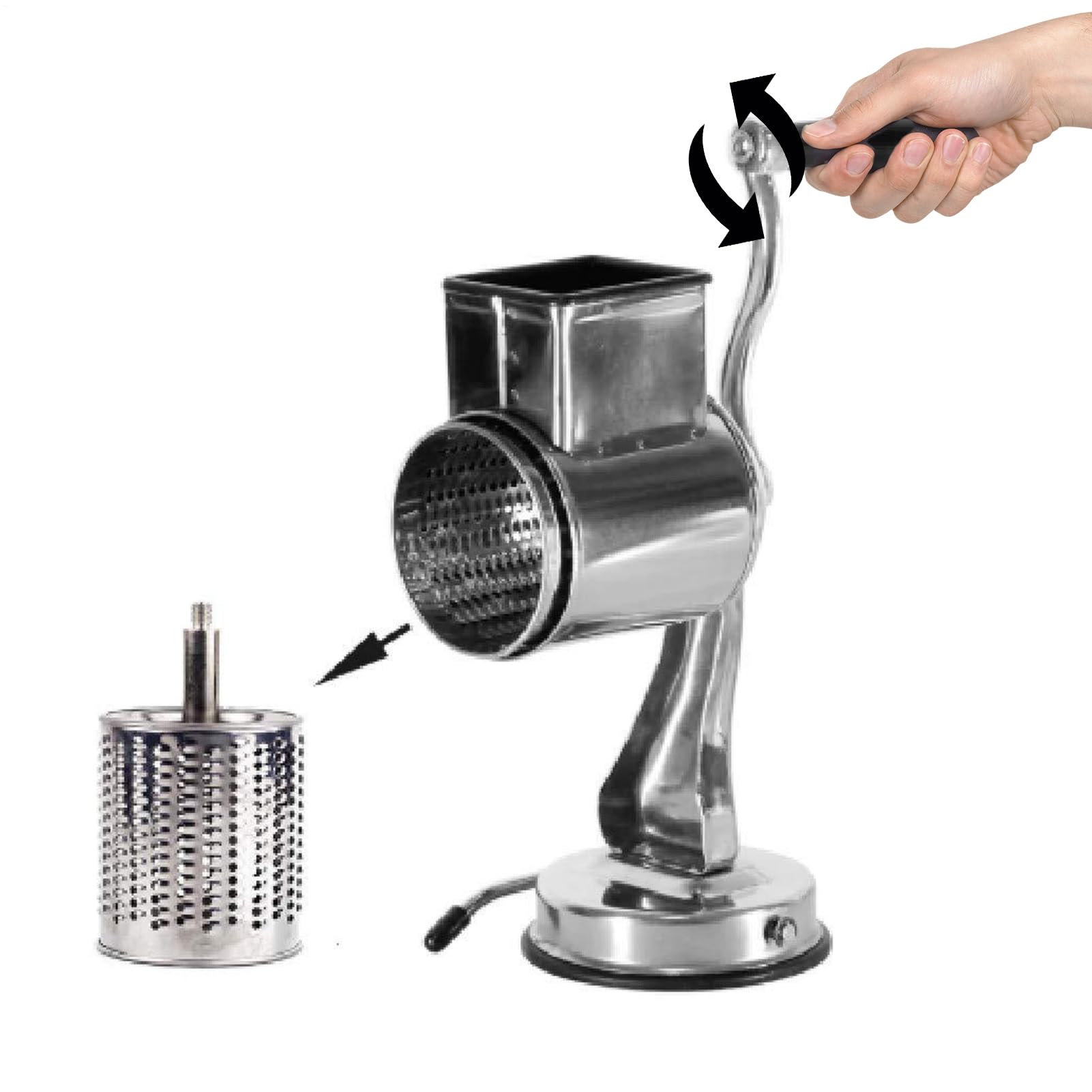 Grate di Formaggio Multifunzionale - Shredder vegetale in Acciaio | Inossidabile, manovella ergonomica | Strumento per con Base di, Dispositivo di griglia da Dado, taglierina di ca