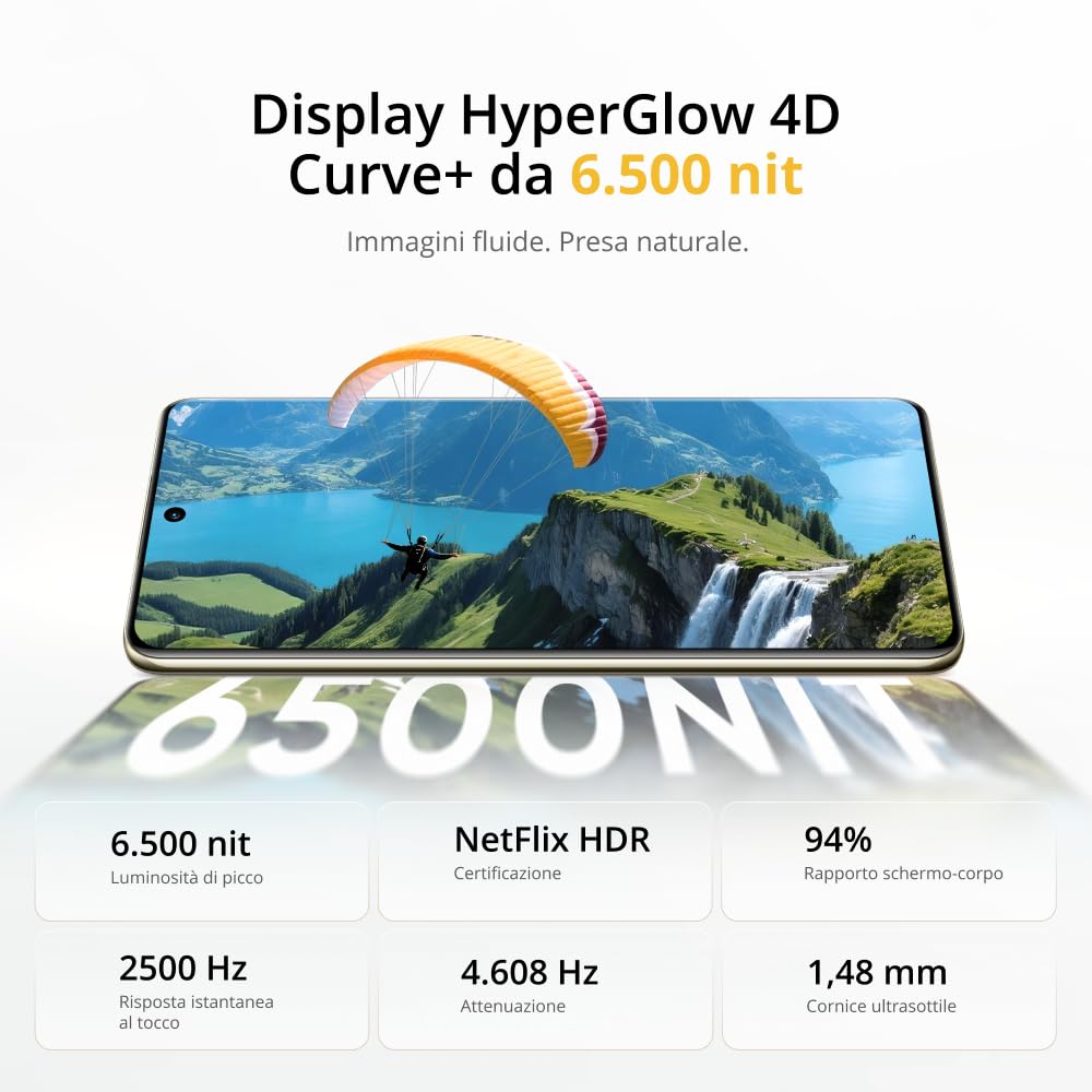 realme 16 Pro+ 5G Smartphone 12+512GB, Fotocamera 200MP, Display AMOLED Curvo 6.8" 144Hz, Batteria 7000mAh 80W, Snapdragon 7 Gen 4, Grigio elegante