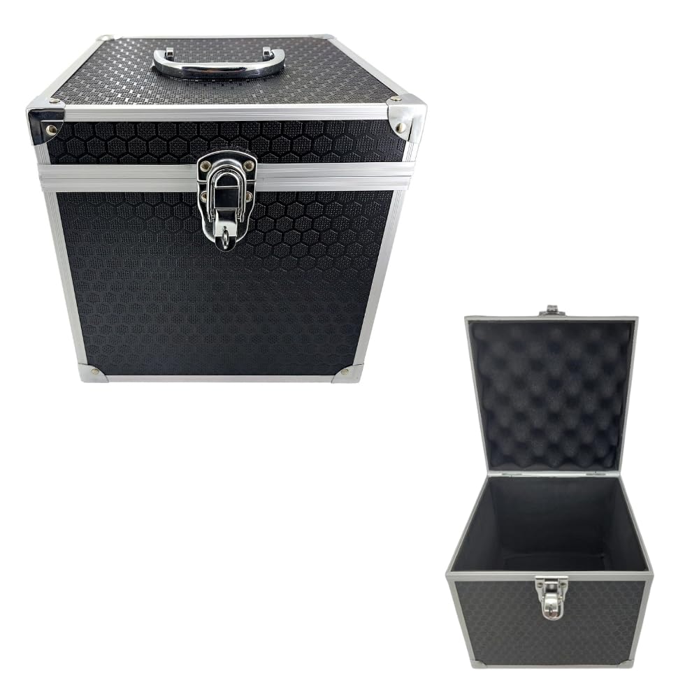 Vinyl Record Storage 60 x 7 Singles Vinyl Record Carry Case Storage Heavy Duty Safe Box DJ Box Lockable Flight Carry Case L22cm x W22cm H22cm Includes Removable Customisable Foam