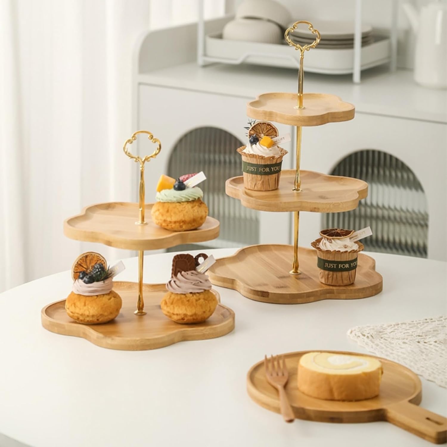 Amazon｜ケーキスタンド 木製ケーキディスプレイスタンド ケーキ陳列台