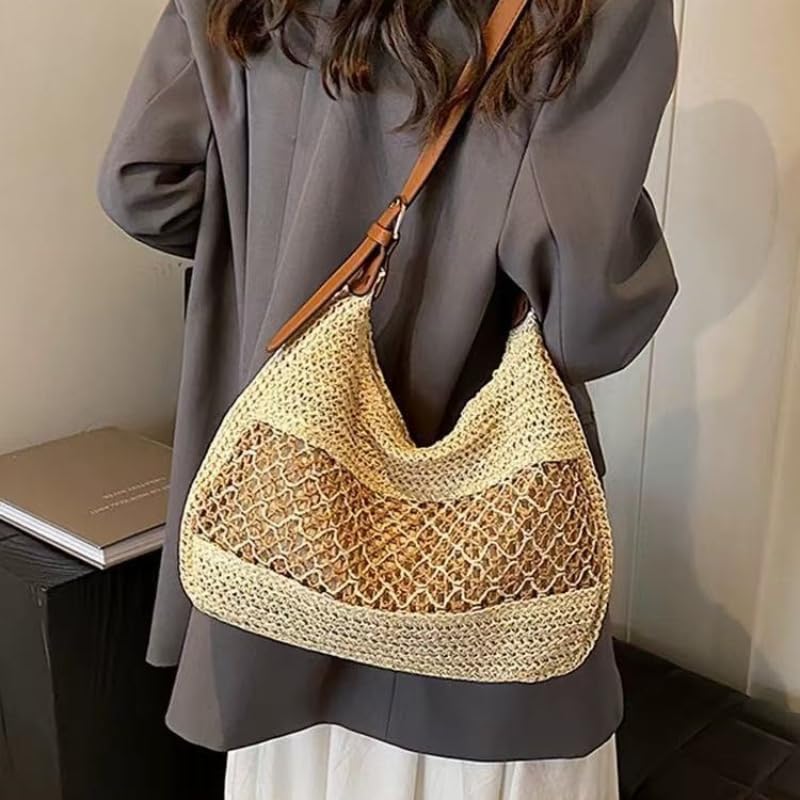 Women's Woven Boho Straw Beach Tote Bag Cute Clutch Handmade Shoulder Purse 2025 Summer Trendy Raffia Handbags2