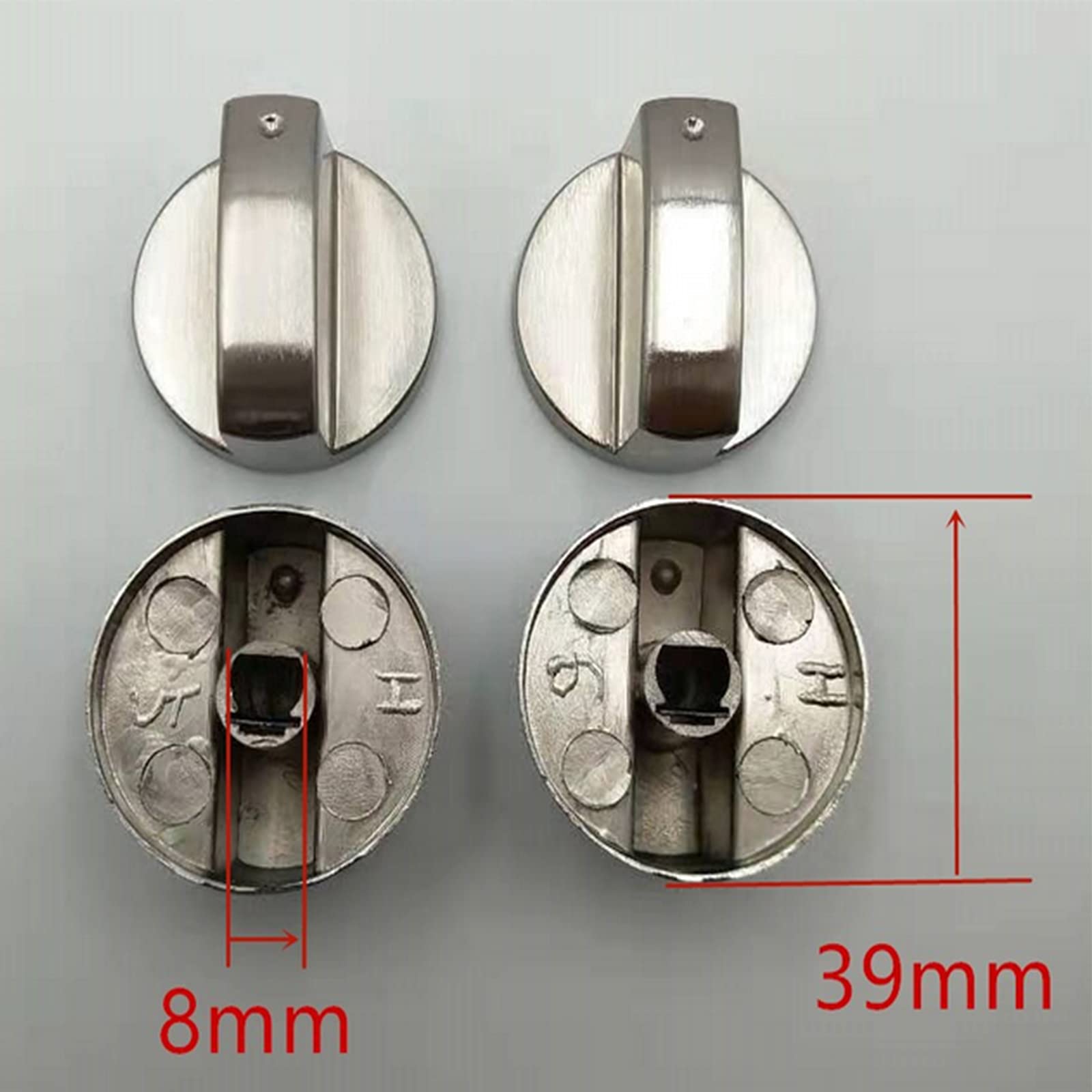 6 Manopole Per Fornelli A Gas Universali Da 6mm - In Metallo Argentato Per Stufe E Forni