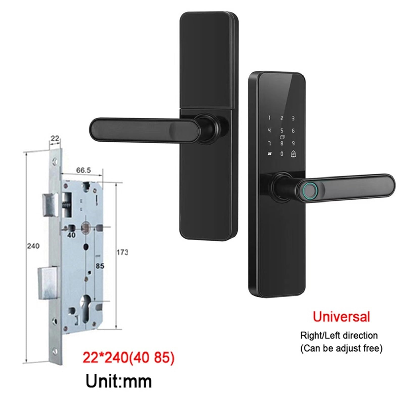 Serrure connectée, Serrure de porte intelligente Wifi avec poignée, serrure à empreintes digitales, télécommande, for d'entrée, maison, bureau location(22X240(4085))