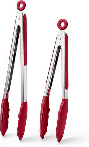 Miniatura 30 de Doosu Pinzas de cocina para cocinar: juego de pinzas para alimentos resistentes al calor de 600 °F con puntas de silicona antiarañazos, pinza de