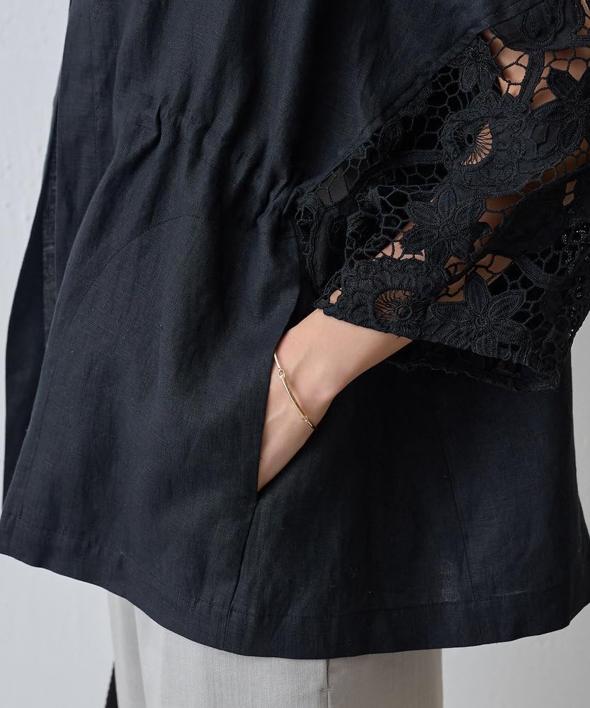 Amazon | [BEARDSLEY] [ビアズリー] 袖レースリネン羽織り