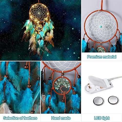 LED Dream Catcher Handmade Dreamcatcher with Colorful Feather for Girls Bedroom Decorations Unicorn Bedroom Accessories, Bohemian Home Decor, Unicorn Gifts for Girls, Wall Hanging Decorations