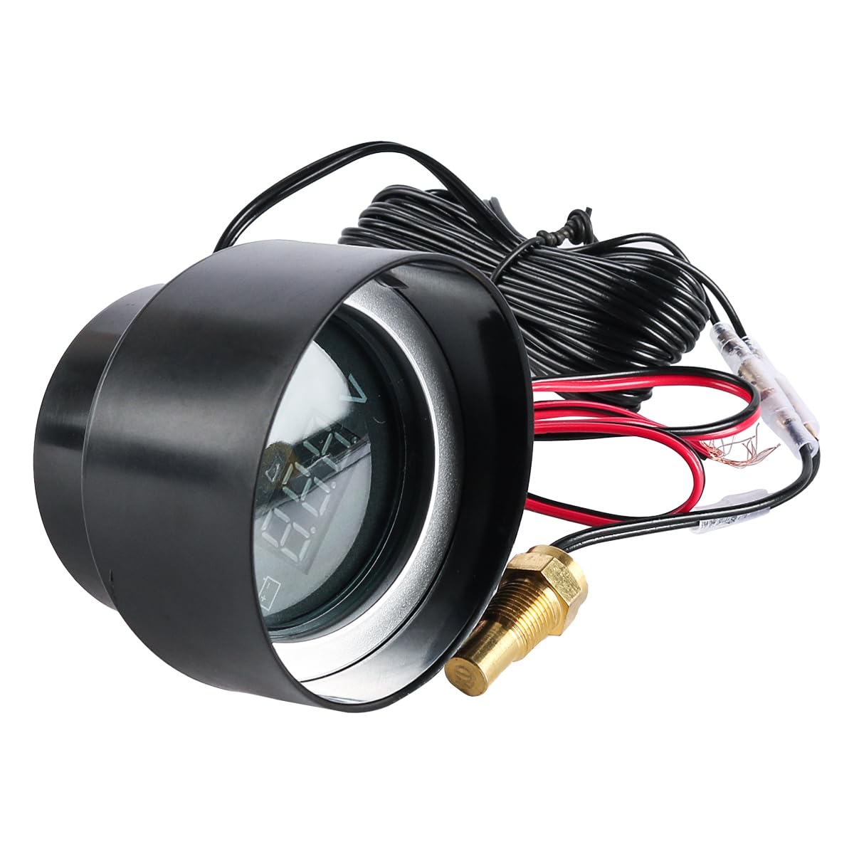 Sarini Misuratore di Temperatura dell'Acqua Digitale Rotondo Voltmetro Misuratore di Temperatura del Liquido di Raffreddamento dell'Acqua Kit Dc 9v 36v con Luce Blu per Auto Moto ATV