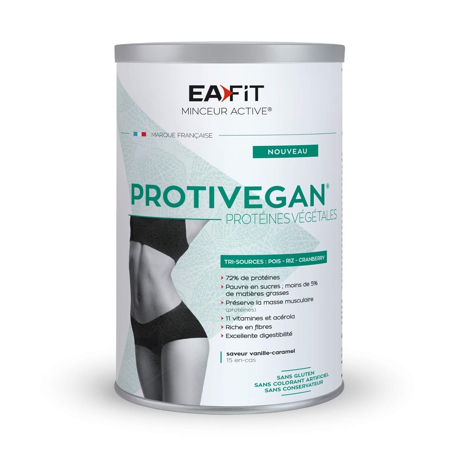 EAFIT Protivegan - Vanille Caramel - 450 g - 15 en-​cas Protéines végétales - Tri sources - SANS GLUTEN - SANS COLORANT ARTIFICIEL - SANS CONSERVATEUR