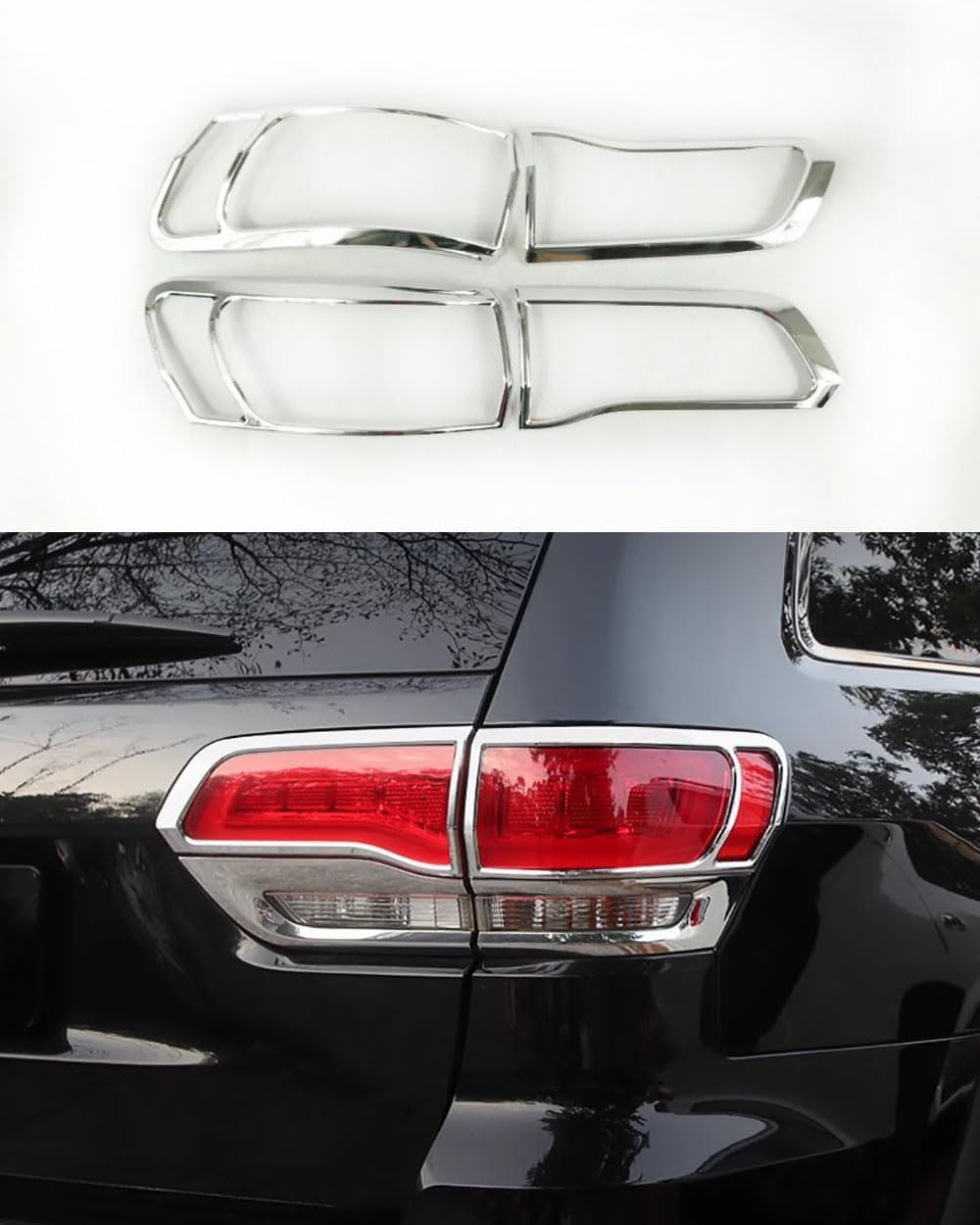 Car Accessories Fit for Jeep Grand Cherokee 2014-2020 ABS Chrome Exterior Rear Tail Light Cover Trim 4PCS Set