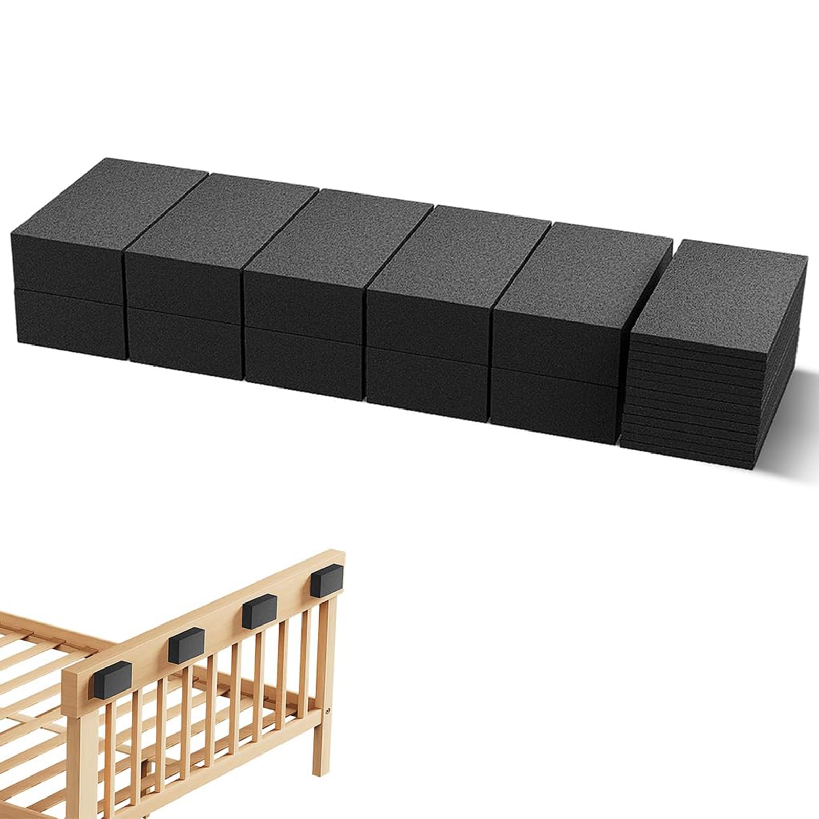 Headboard Bumpers for Wall, 20-Piece Dual-Size Set for Noise Reduction and Furniture Protection, EVA Foam Wall Protectors in 15mm and 5mm Thickness for Beds and Sofas, Black Color-image-23