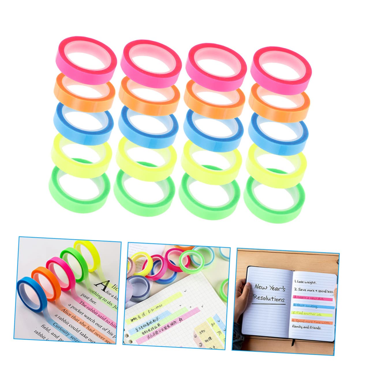 TEHAUX 80rollen Transparente Highlight-tapes Wiederverwendbare Klebebänder Für Notizen Seitenmarkierungen Und Buch-tabs Bunten Farben Für Schule Und Büro
