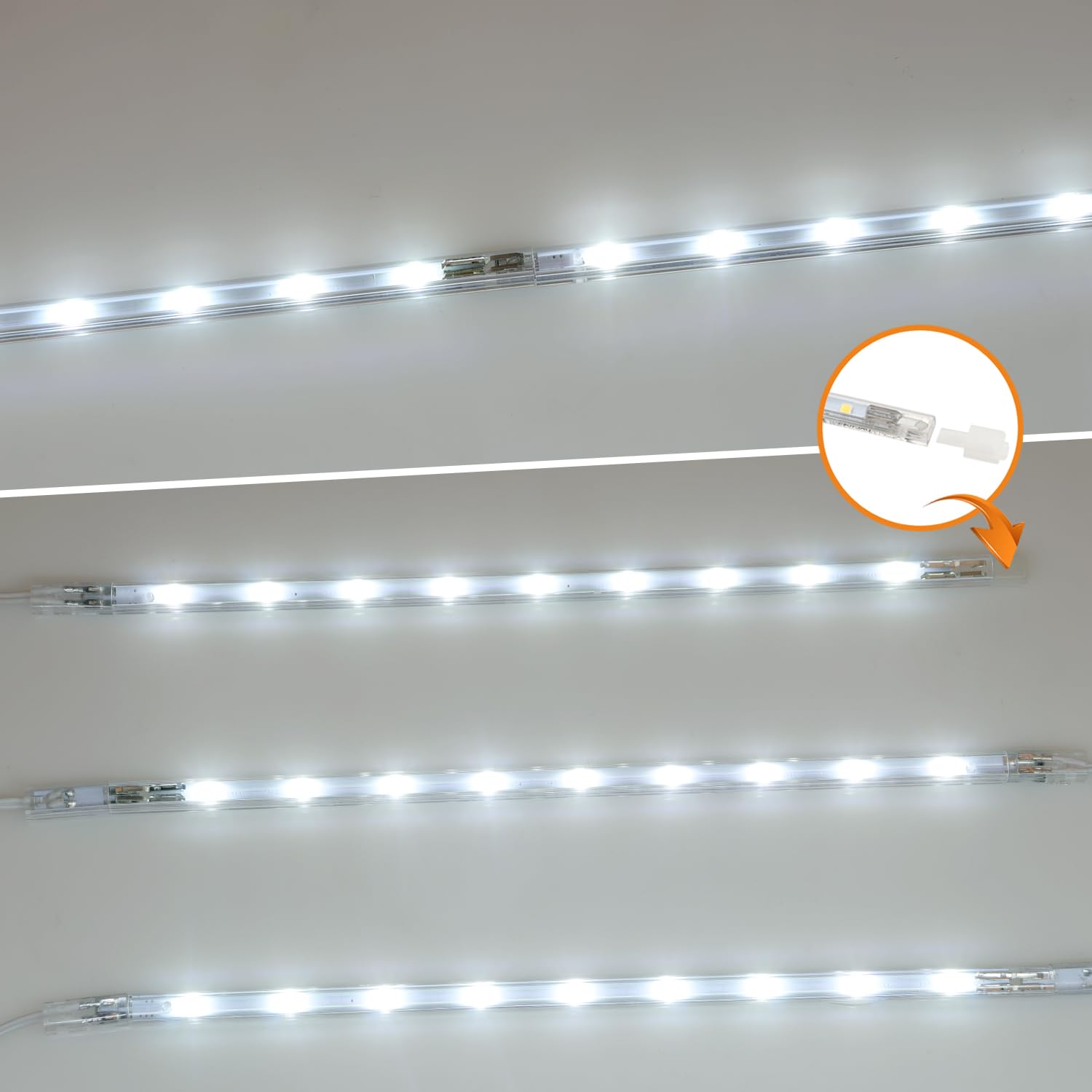 da LIGHT Lampa podszafkowa LED z przełącznikiem, 8,5 W, 760 lm, 6000 K, zimna biel, listwa świetlna, lampa kuchenna, oświetlenie witryn, oświetlenie szafy z paskami 6 x 26 cm, do kuchni, szafy,