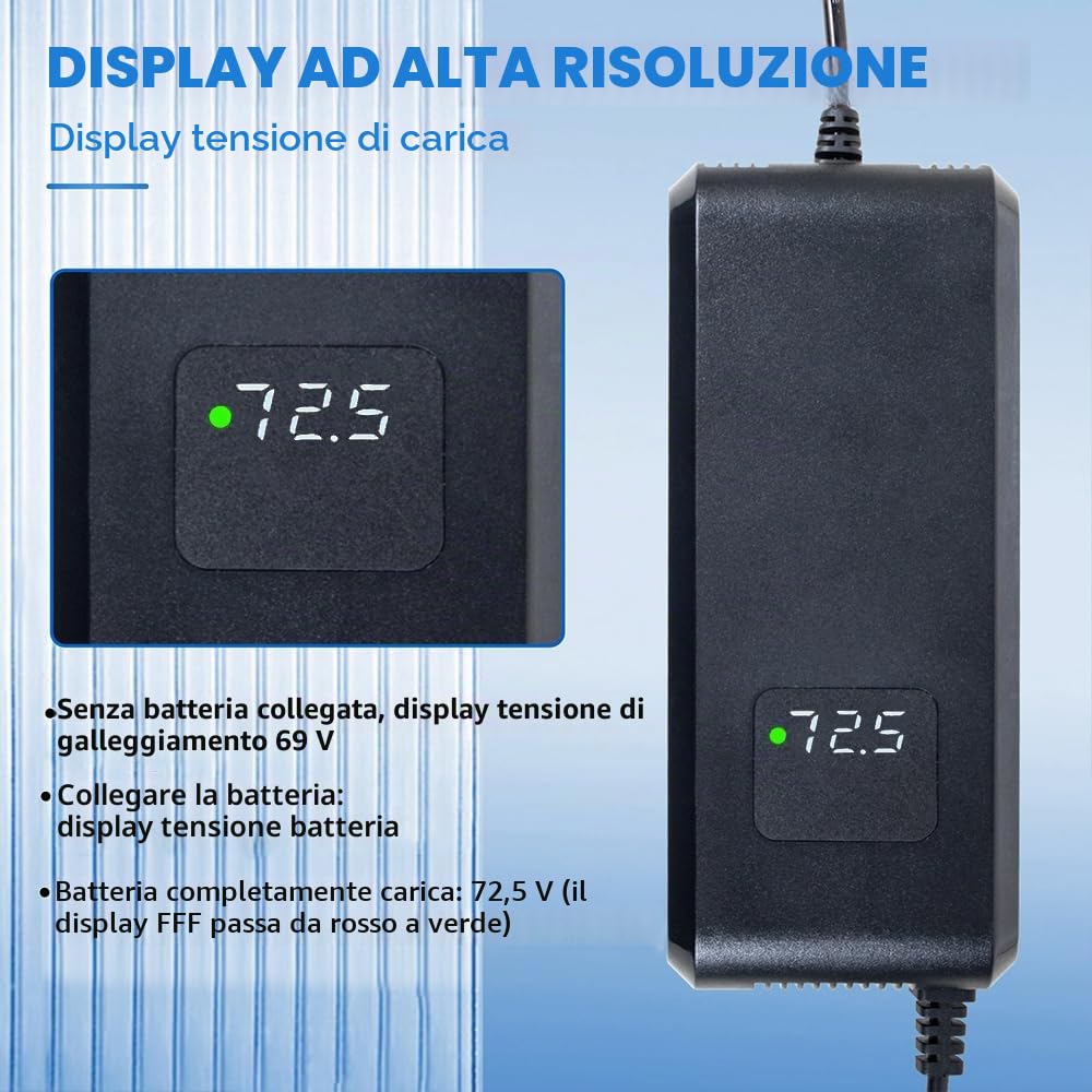 60V 20Ah Scooter elettrico Piombo-Acido Caricabatteria Connettore 3Pin con Display Ventola incorporata Raffreddamento di carica veloce