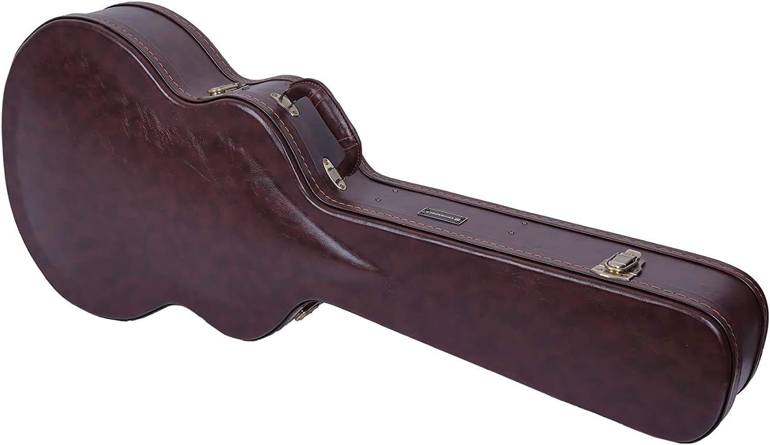 Crossrock Case - Hard-Shell Wooden Guitar Case - Fits OM/Martin 000-14 Fret Acoustic Guitars - Stainless Steel Latches, Sponge Lining, Metal Feet, Storage Space - Brown