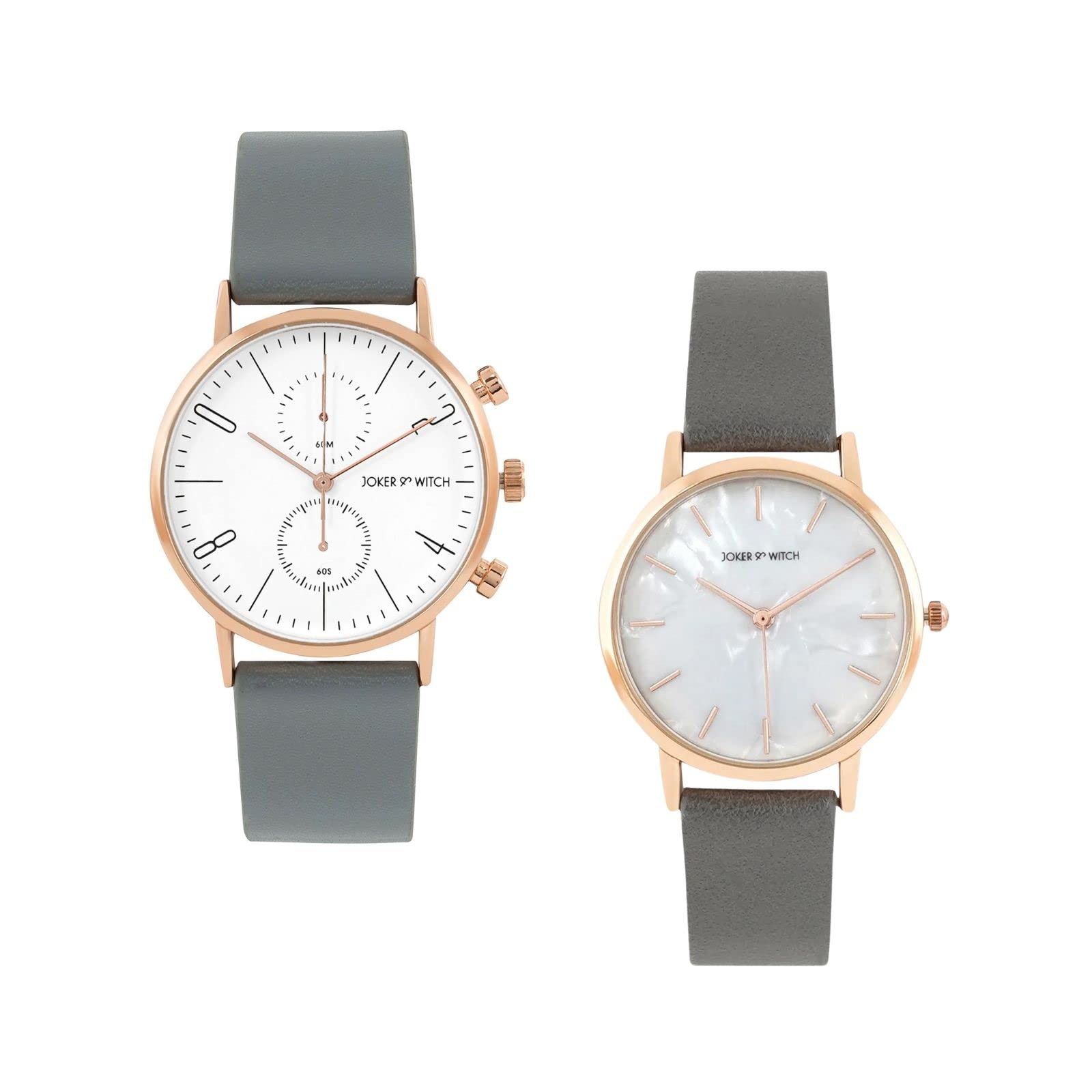 Joker & Witch Leather Wednesday & Enid Couple Analogue Watches, White Dial, Gray Band (B0BVB6G3MM) Amazon Price History, Amazon Price Tracker