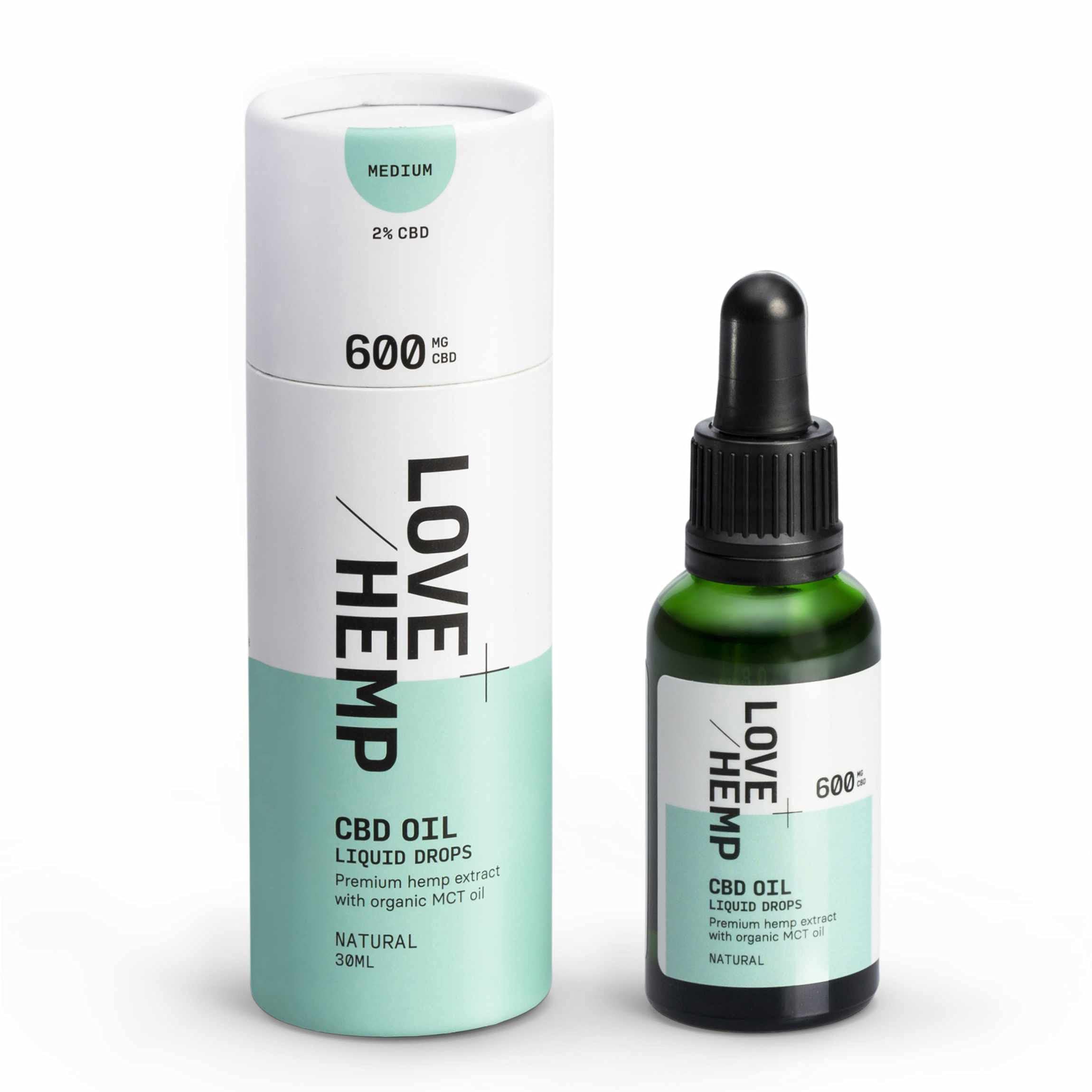 Love Natural Flavour Oral Drops - 30 milliliters, 600milligrams with MCT Coconut Oil | Medium Strength, Vegan, Gluten-Free, Supports Wellness