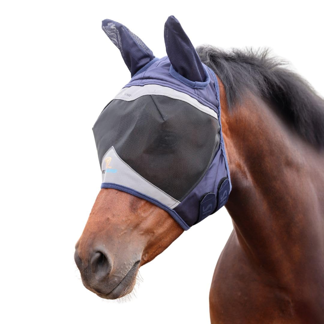 Shires FlyGuard Pro - Maschera antimosche con orecchie a maglia fine, misura standard, leggera e traspirante, protezione contro mosche e insetti, vestibilità sicura per affluenza, pascolo e uso - 4