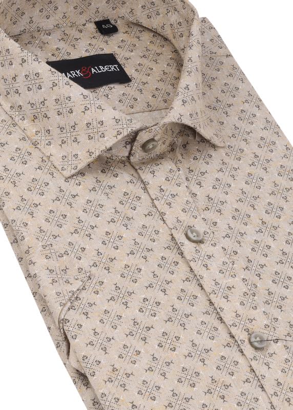 Image of Mark & Albert Men's Half Sleeve Cotton Linen Shirt Blue