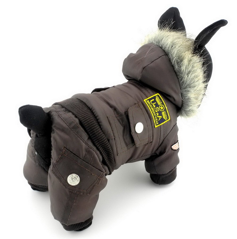 Combinaison de Neige imperméable à Capuche pour Chien - Manteau d'hiver doublé en Polaire pour Animal Domestique - Vêtements rembourrés en Coton pour Chiot - Veste d'aviateur à Capuche pour