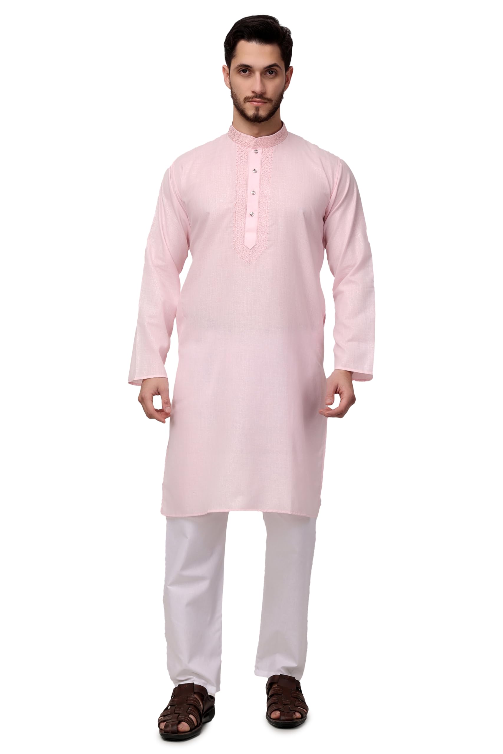 royal kurta Men's Cotton Printed Embroidered Kurta Pyjama Set-picture-33