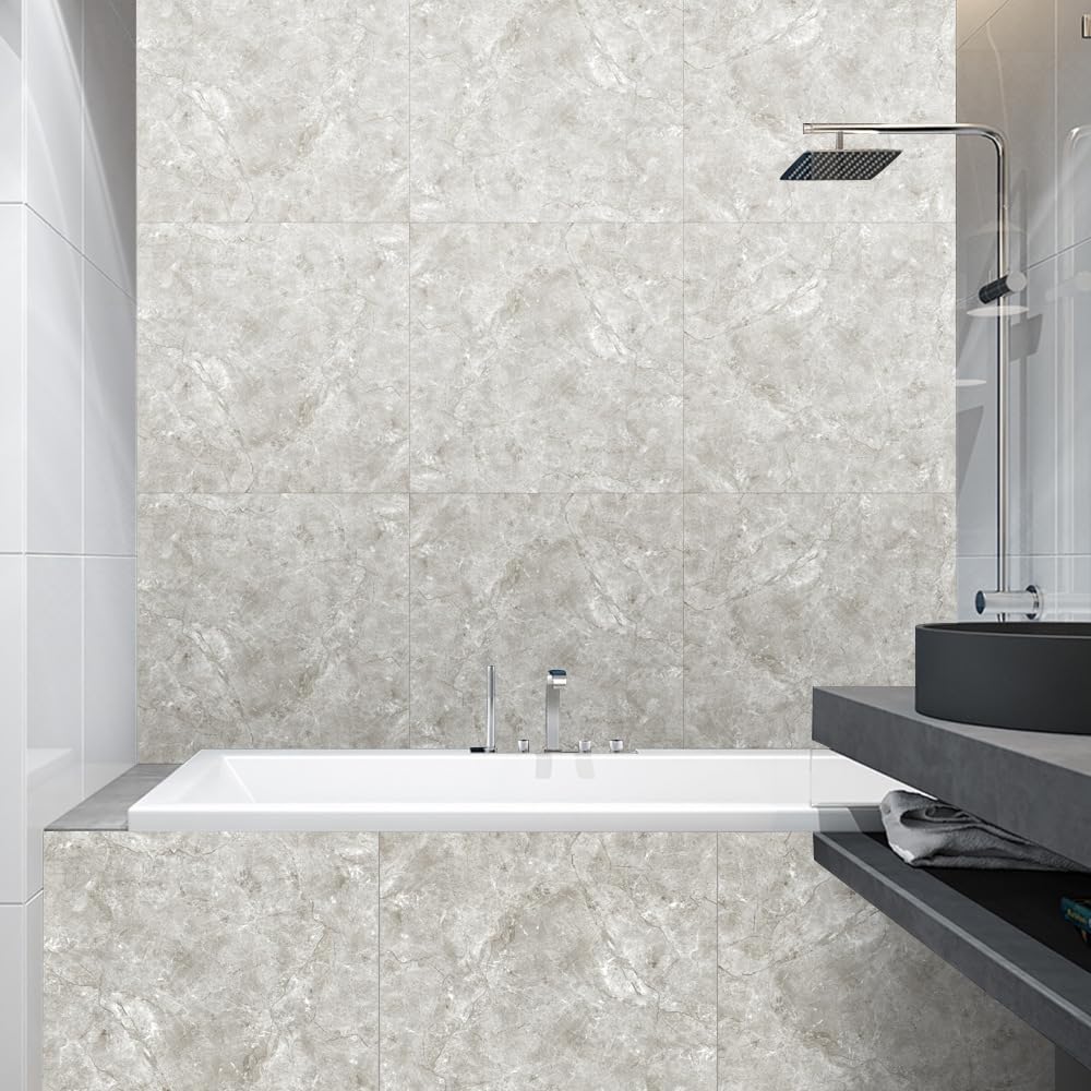 LMYSXAOZ Tile Stickers Stick on Tiles, Self Adhesive Wall Tiles for Kitchen Bathroom, Oil Proof Peel and DIY Floor Simple Marble 30x30cm (8PCS,Marble Print)