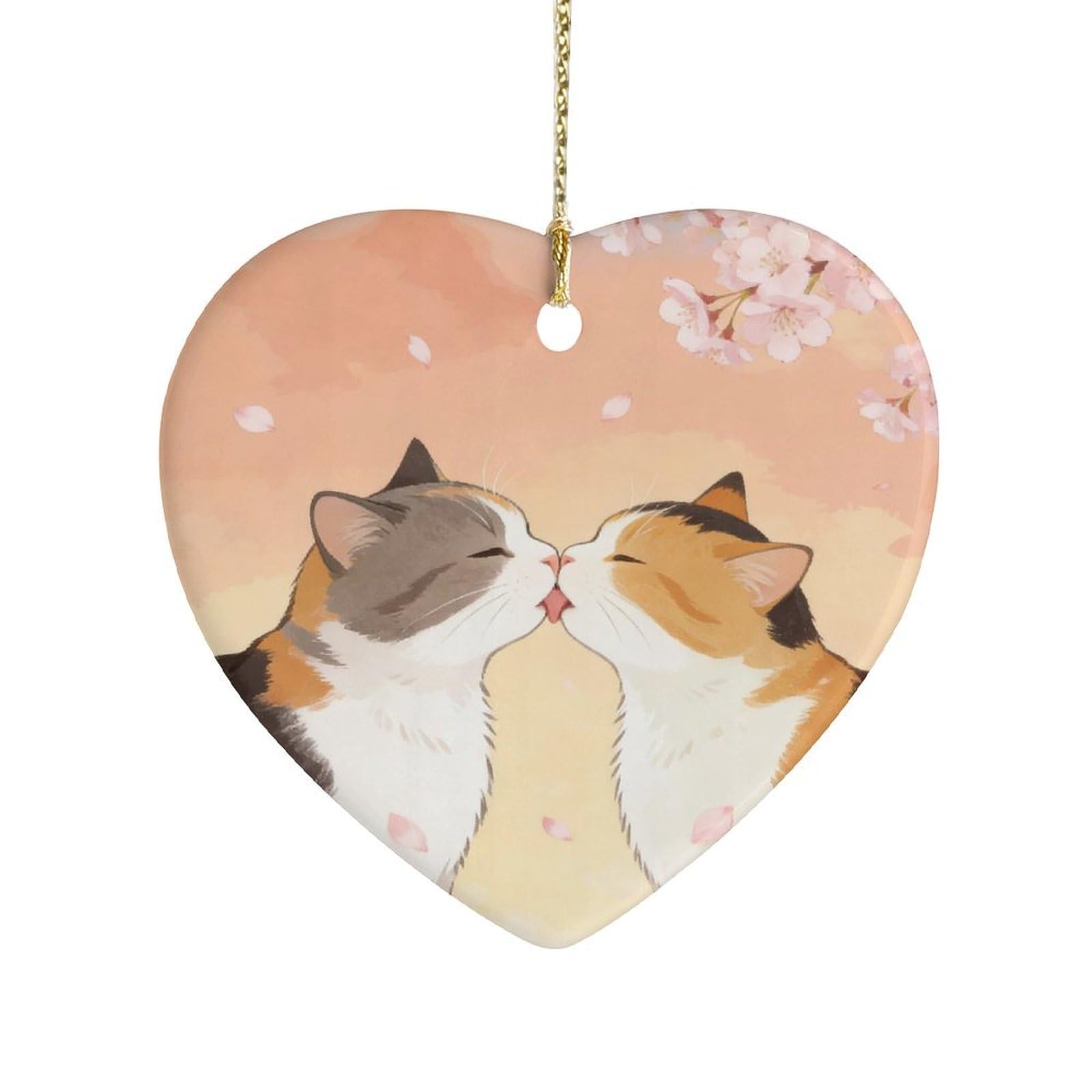 Fekiloot Style Cat Kiss Ceramic Ornament Home Decor Keepsake