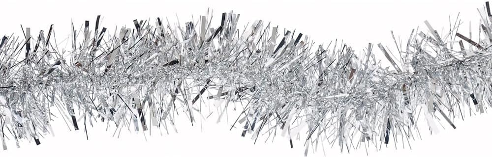 Thin Silver Metallic Tinsel Christmas Tree Decoration - Luxury Hanging Ornament for Indoor/Outdoor Xmas Parties and Seasonal Event Supplies (Pack of 4 (8m))