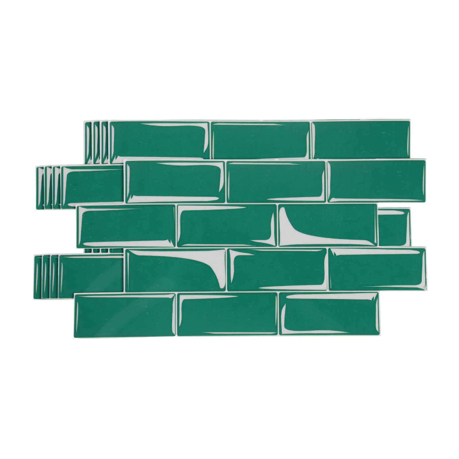 sourcing map 5Pcs Peel and Stick Backsplash Tiles 24 x 12cm 3D Thickened Mable Texture Self-Adhesive Tile Stickers Wallpaper Wall for Kitchen Bathroom Bedroom, Dark Green