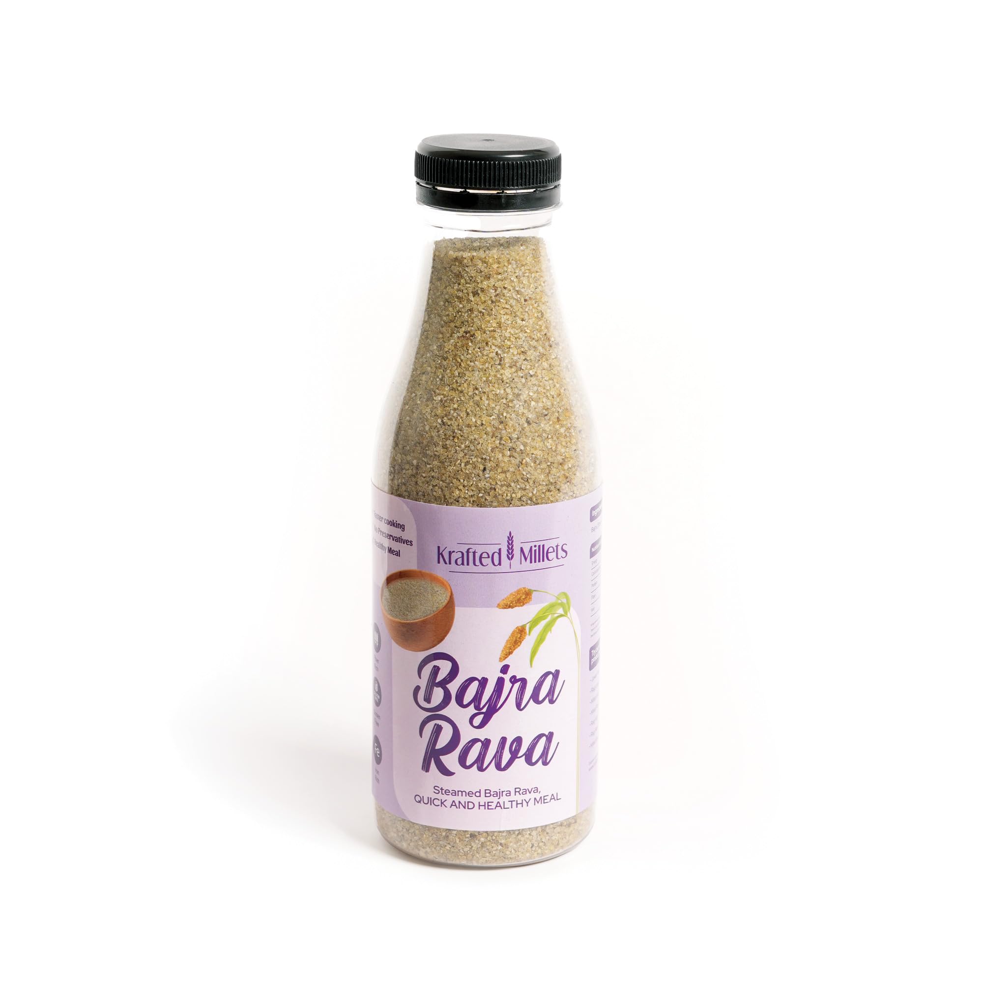 Krafted Millets Steamed Bajra Rava - High Fiber, Gluten-Free, Protein-Rich, Quick And Easy Breakfast - (Pack of 1-380g)-image-11