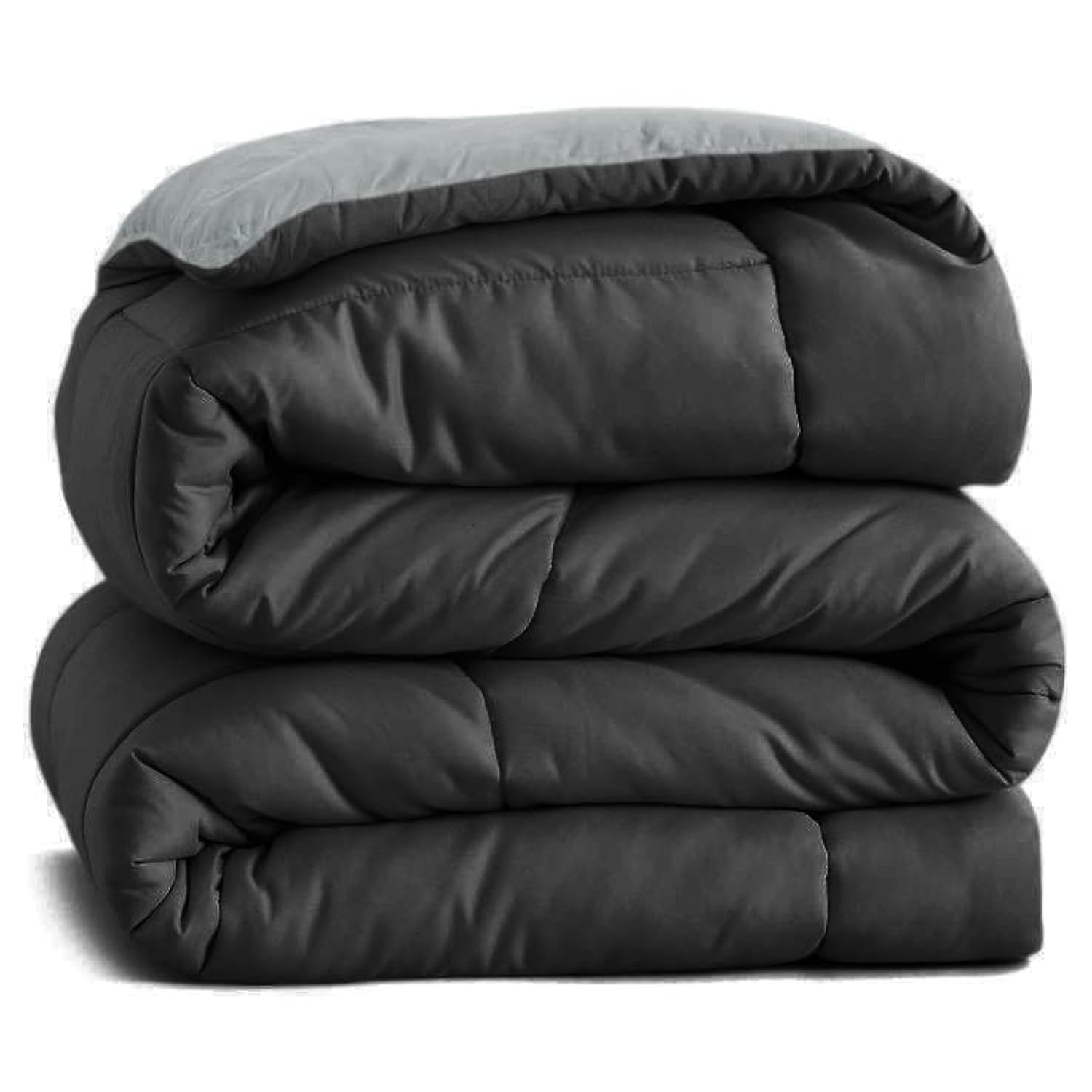 BSB HOME Microfiber Reversible AC Comforter/Blanket for Double Bed | Ultra Soft & Dual Colour All Weather Duvet |Light Grey & Black, 200 GSM, 90 x 100 inches