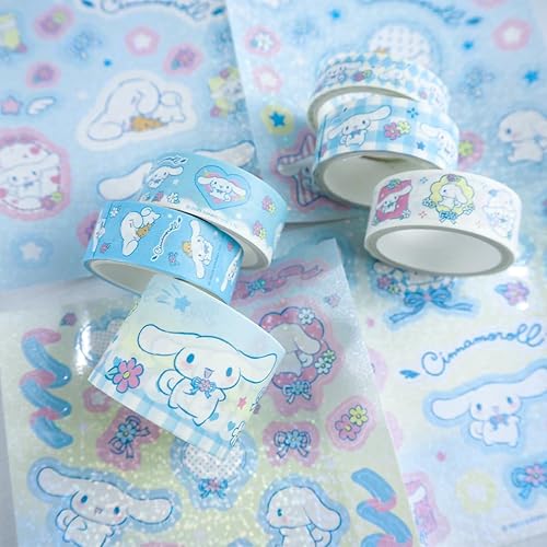Miniatura 3 de Lvqiuxia Lindo juego de cinta washi de anime, 6 rollos de cinta washi para mascotas, 4 hojas de calcomanías Kawaii Washi Tape para niños,