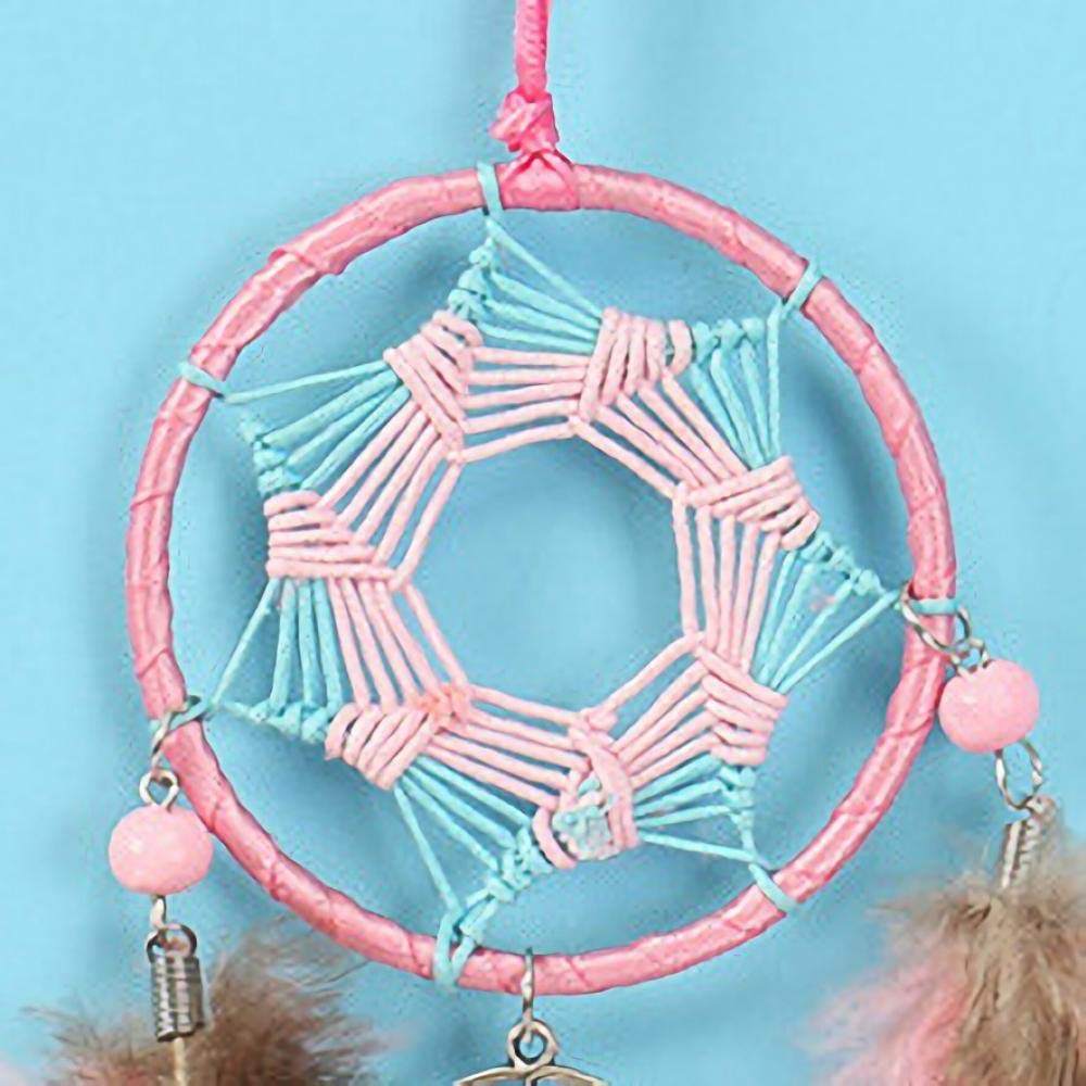 Rails Attrape Reves Lumineux Rose Dreamcatcher Attrape Reve Fait à la Main Kit Capteur de Reves pour La Décoration De La Chambre À Coucher Décorations De Mariage Boho Chic Party Nursery Decor,7x20cm