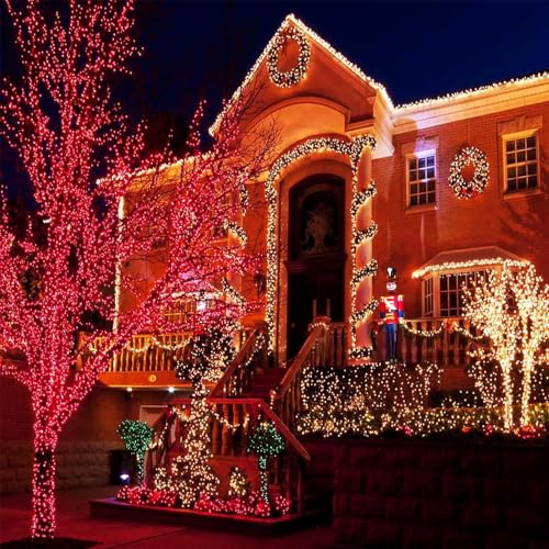 Image of 40 Meter 140 LED String Lights for Home Decoration| Waterproof Decorative Fairy Lights for Indoor Outdoor Use|Pixel Light for Balcony, Garden, Diwali, Wedding & Festival Lighting (Red)