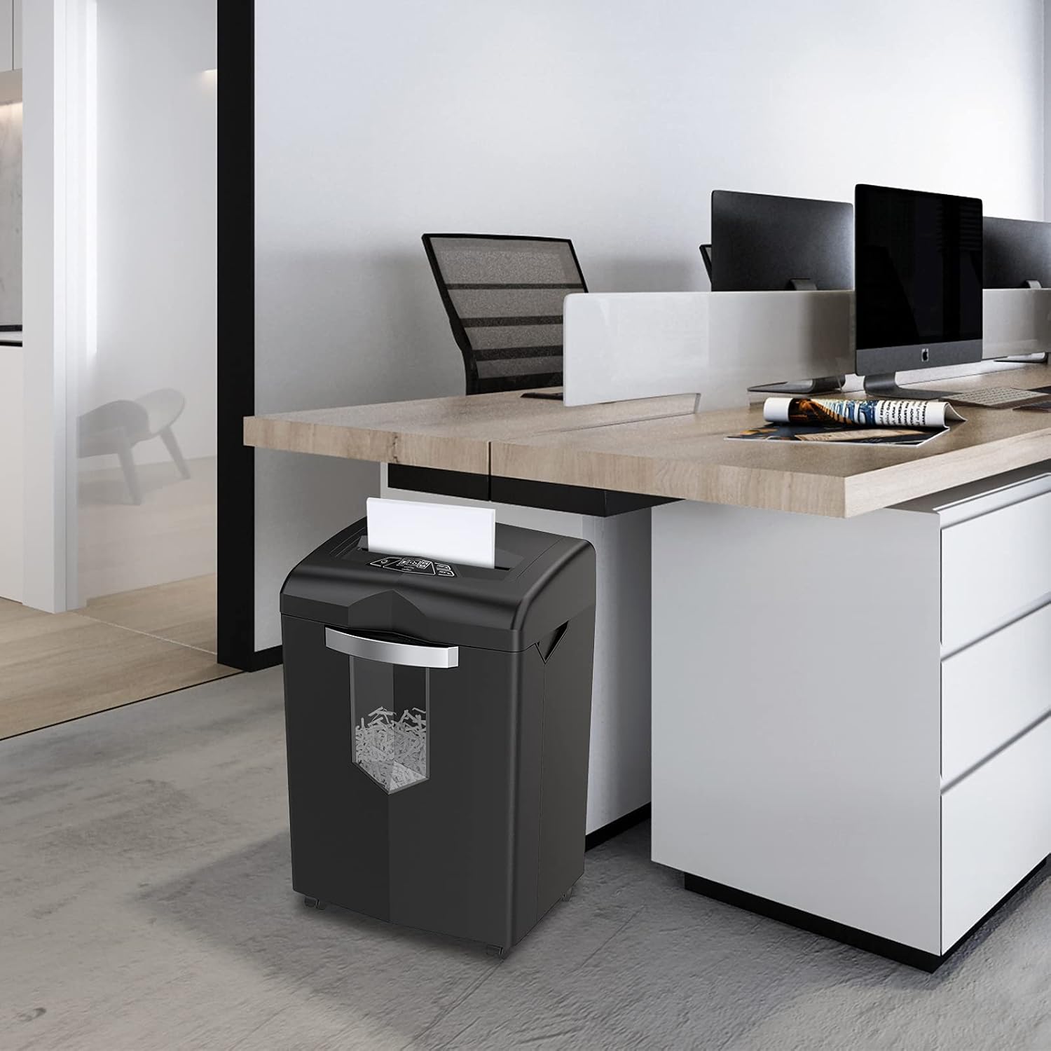 Bonsaii Paper Shredder for Office, 24-Sheet 60-Minute Cross Cut Shredder for Heavy Duty with 4 Casters, High Security Shreds Credit Cards/Staples/Clips Mail Shredder, 7 Gallons Pullout Basket(C144-D) : Office Products