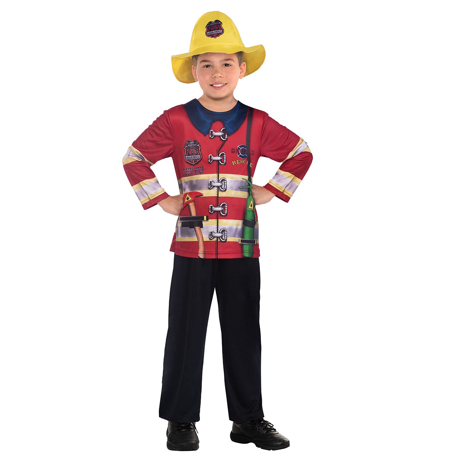 amscan 9910150 - Kids Sustainable Firefighter Fireman World Book Day Fancy Dress Costume Age: 3-4 Yrs