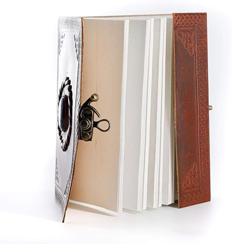 Miniatura 9 de KPL - Diario de cuero hecho a mano, diario con motivo de piedra, diario con páginas en blanco, cuaderno de recortes, cuaderno de bocetos, cuaderno