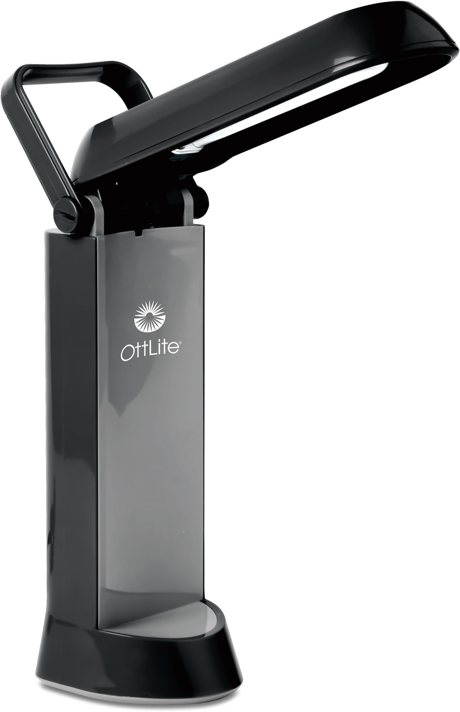 Folding Task Lamp, Black – Multi-Position Shade, Fold-Up Design, Portable Handle, Low Heat, Low Glare Illumination, Fits Desks & Workstations