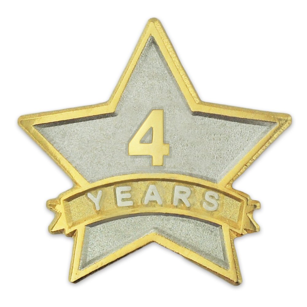 PinMartYear Service Award STAR Lapel Pin – Gold- & Silver-Plated Metal Workplace Reward Pin – 1-30 Years of Service Star Pins for Long Standing Employees or Volunteers