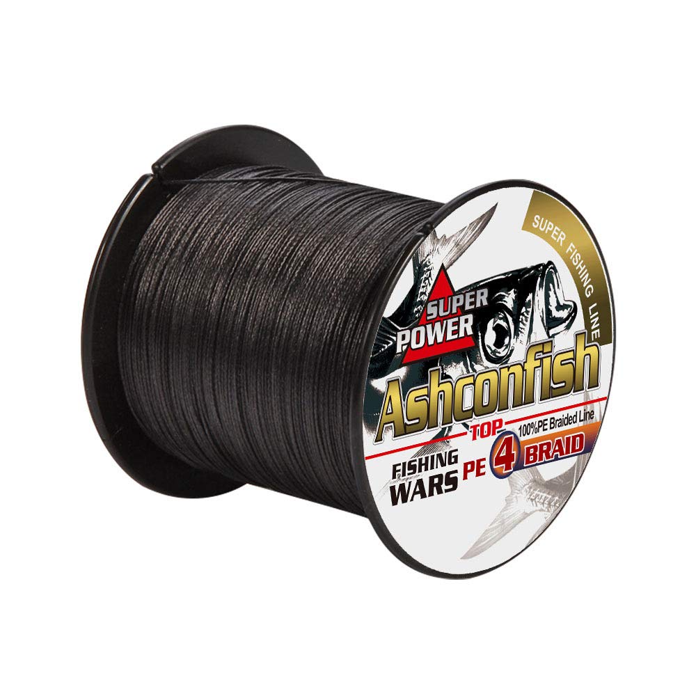 Ashconfish Braided Fishing Lines Saltwater & Freshwater Braid Fishing Wire Super Strong PE Sea Fishing Line Thin Ice Fishing Braids 4 Strands 500M 80LB Black — image 1
