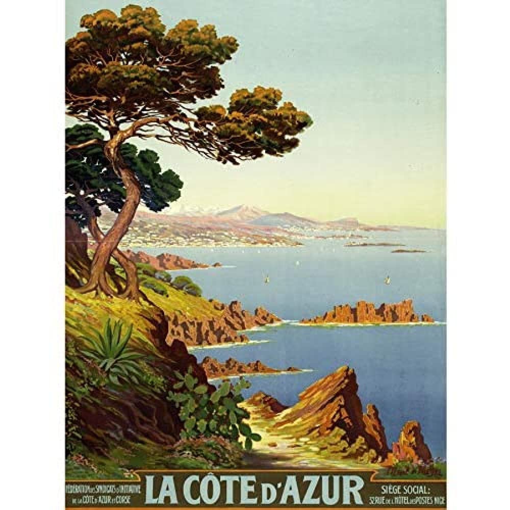 De Tanguy Cote D'azur France Travel Advert Art Print Canvas Premium Wall Decor Poster Mural