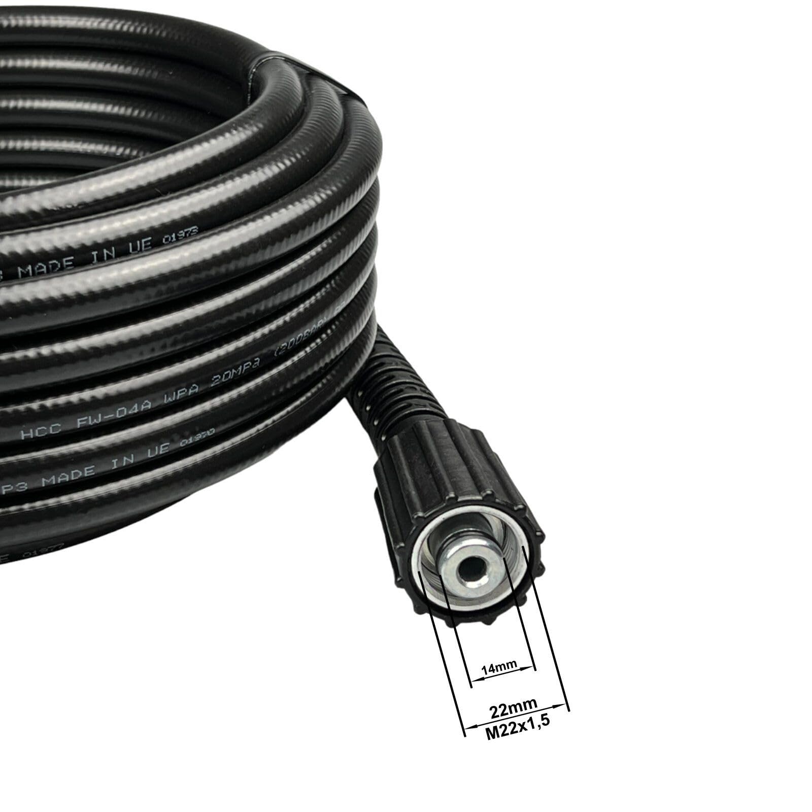 M&M Smartek tubo alta pressione 10 m M22 IG 3/8, per KEW/Nilfisk | Tubo rinforzato alta pressione con protezione antipiega; controllare raccordi, pressione, temperatura e apparecchio.