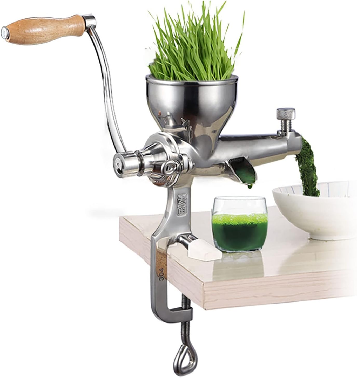 Manual Wheatgrass Juicer, Hand Wheatgrass Grinder, Stainless Steel Food Grade Juice Extractor, With Suction Cup Base, Home Health Juice Extractor Tool For Soft Fruit Vegetable Leafy Green