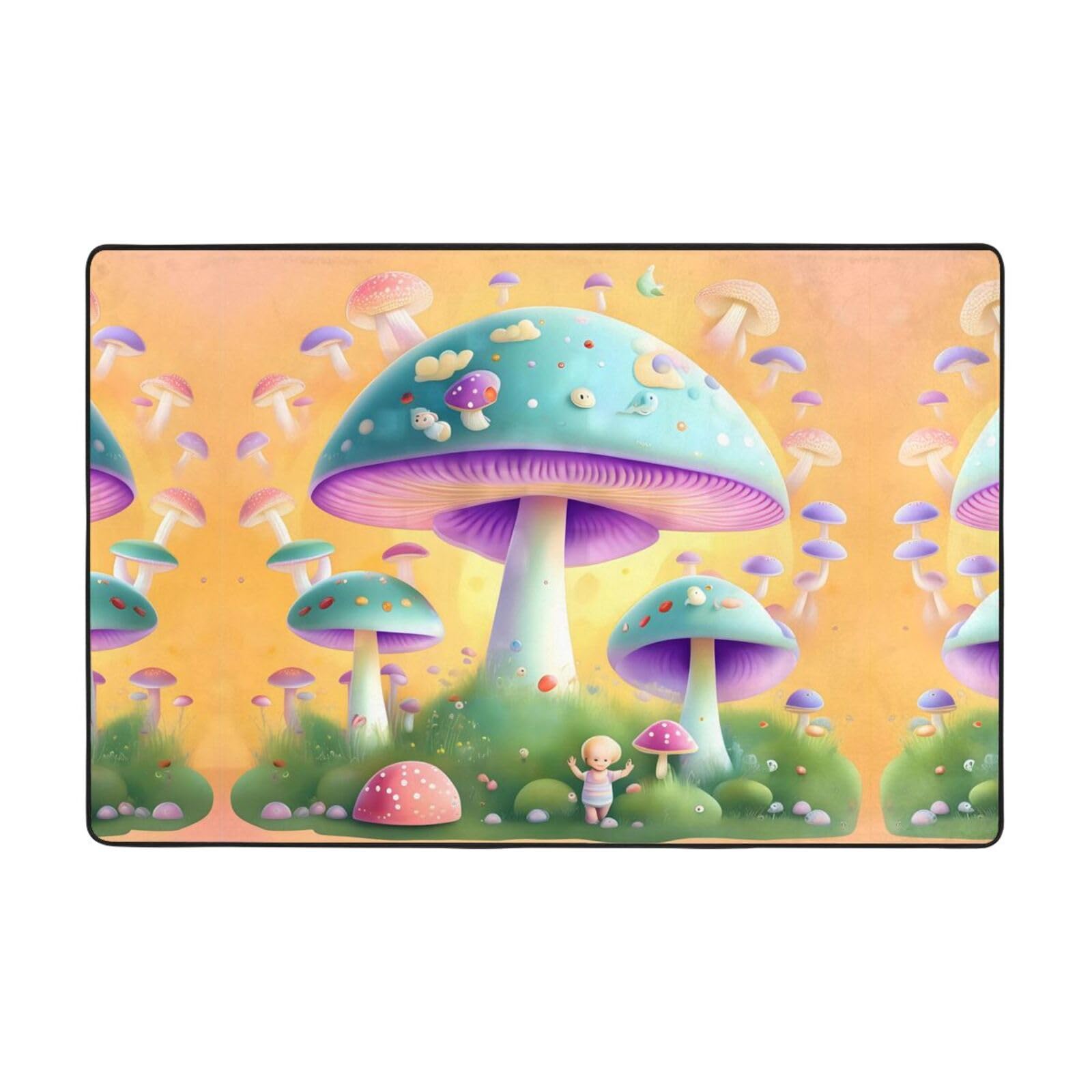 Tapis de sol chambre enfant flanelle douce champignon HYTTER